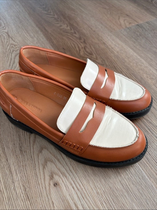 Bellucci Shoes - Two-Tone Tan and Cream Penny Loafers